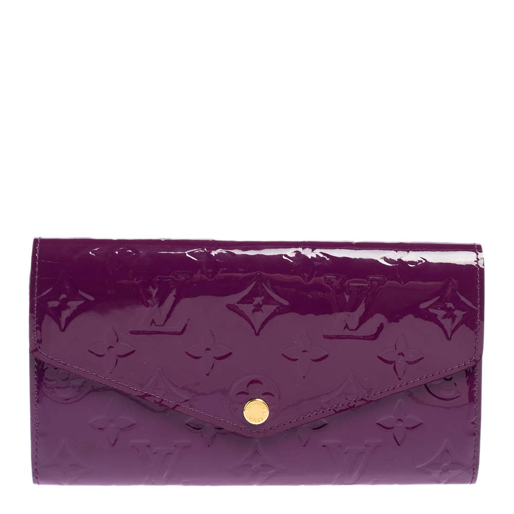 Pre Owned Louis Vuitton Amethyste Monogram Vernis Leather Sarah Wallet