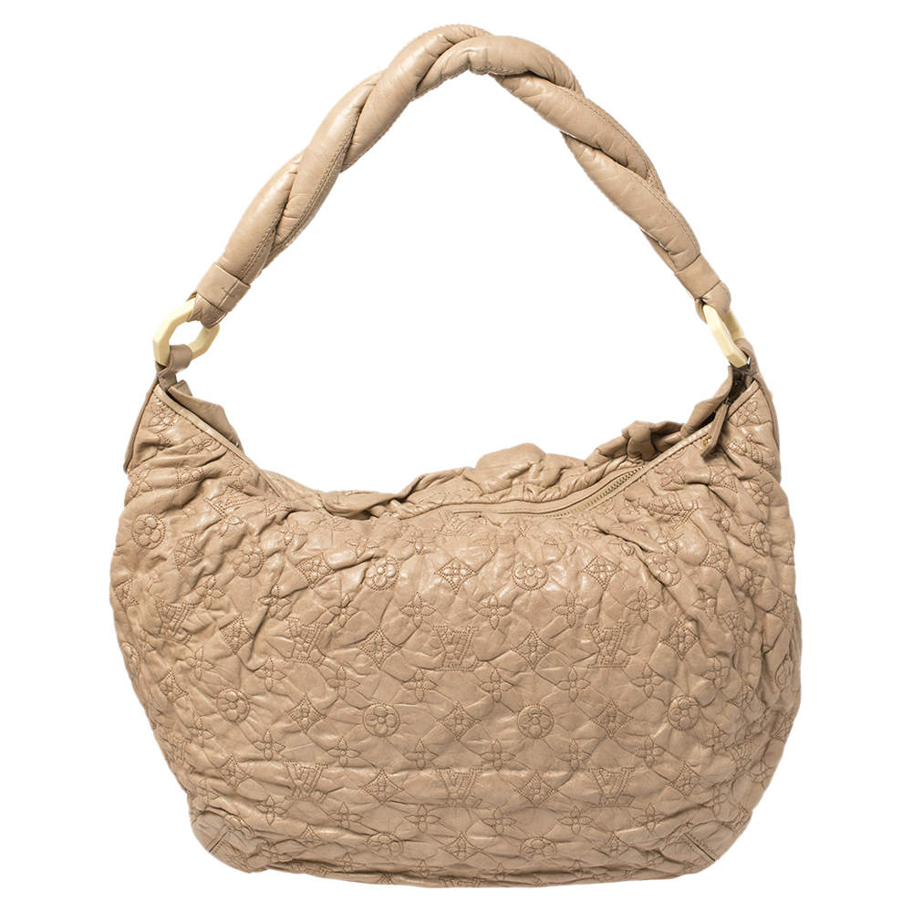 Louis Vuitton Olympe Nimbus Top Handle Bag Beige Emprainte Leather For Sale  at 1stDibs