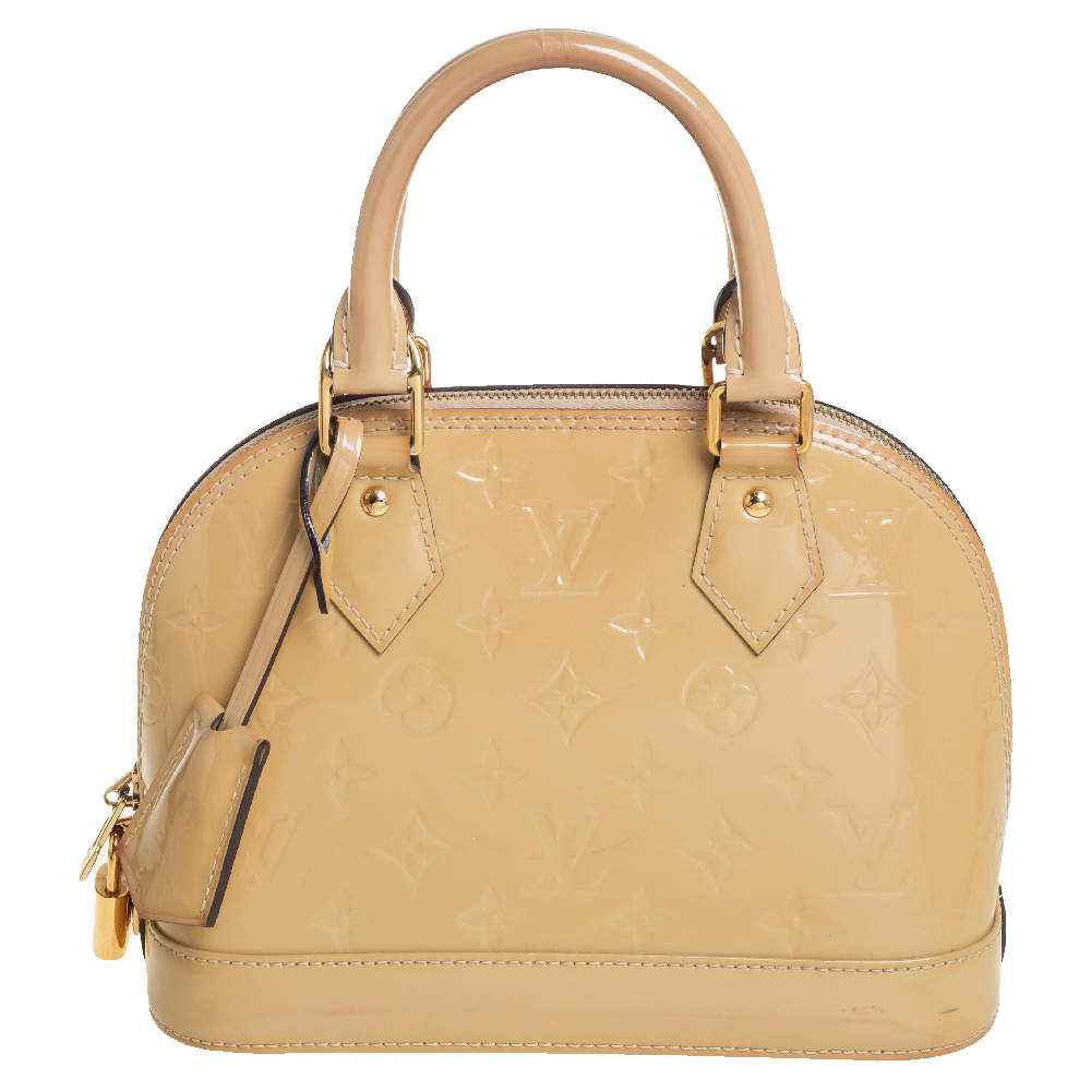 Pre Owned Louis Vuitton Beige Poudre Monogram Vernis Alma BB Bag