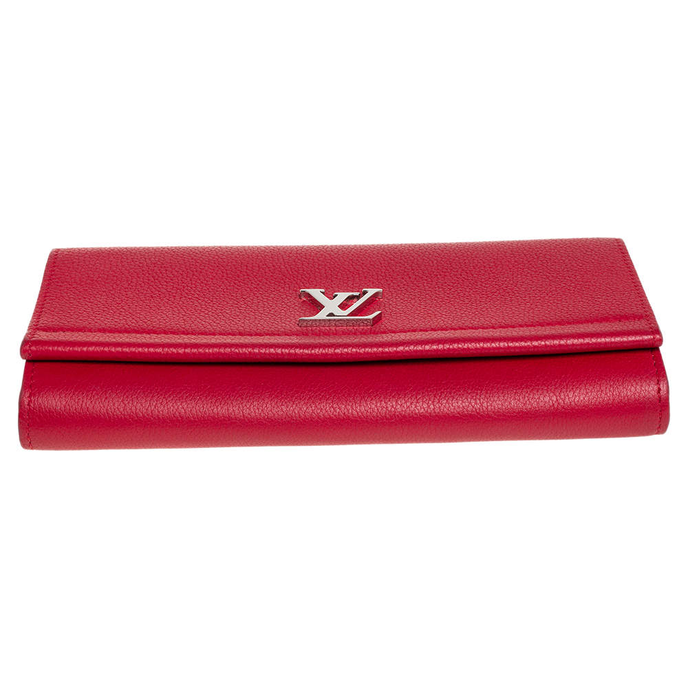 Louis Vuitton Red Taurillon Leather Lock Me ll Wallet Louis Vuitton