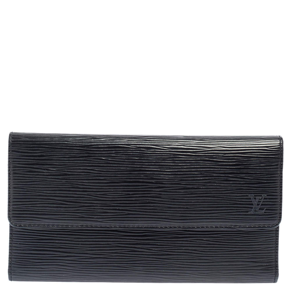 Pre Owned Louis Vuitton Noir Epi Leather Flap Wallet