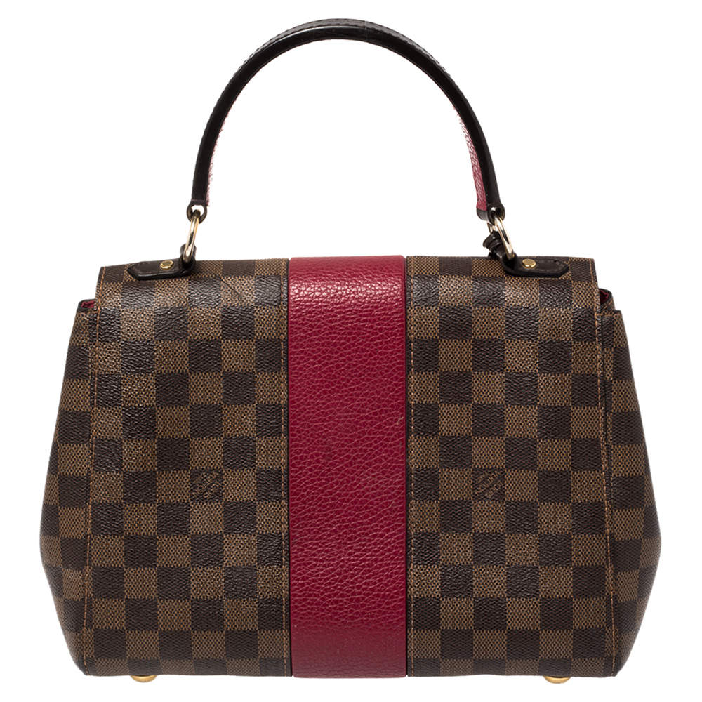 Louis Vuitton Bond Street Shoulder Flap Bag MM in Damier Ebene Canvas with  Bordeaux Grained Taurillon GHW