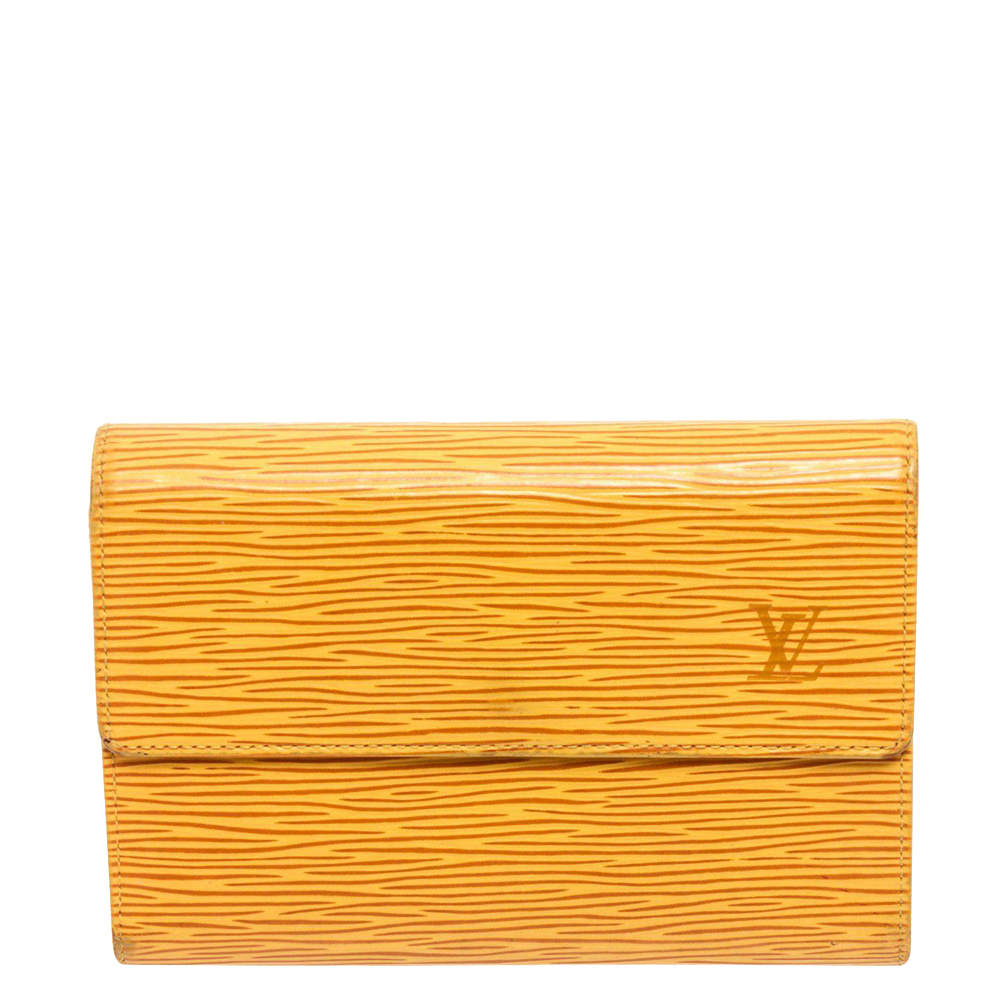 Pre Owned Louis Vuitton Yellow Epi Leather Sarah Wallet