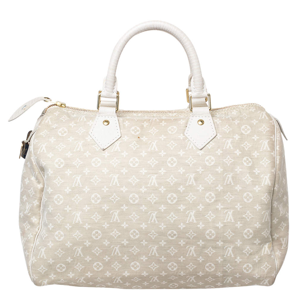 Louis Vuitton off White Dune Mini Lin Speedy 30 Satchel Bag Boston Handbag  Cloth ref.137041 - Joli Closet