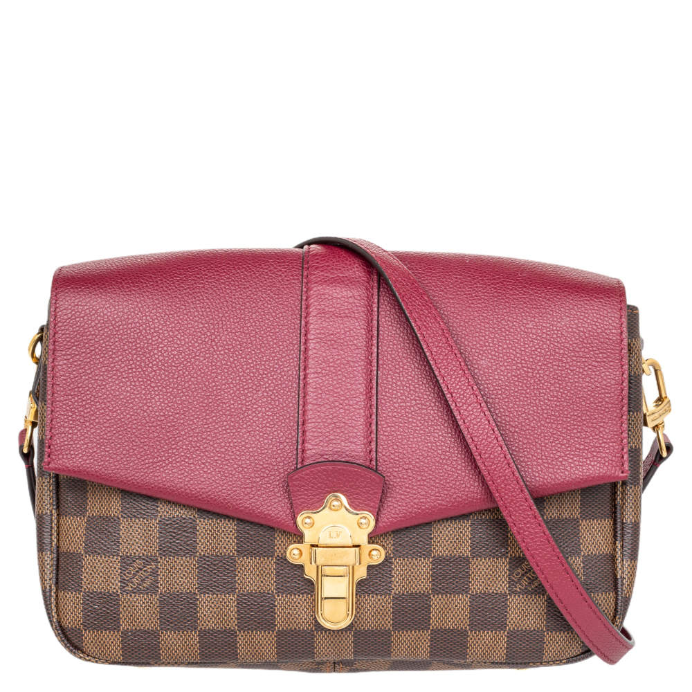 Louis Vuitton Clapton Handbag Damier and Leather PM Brown, Red