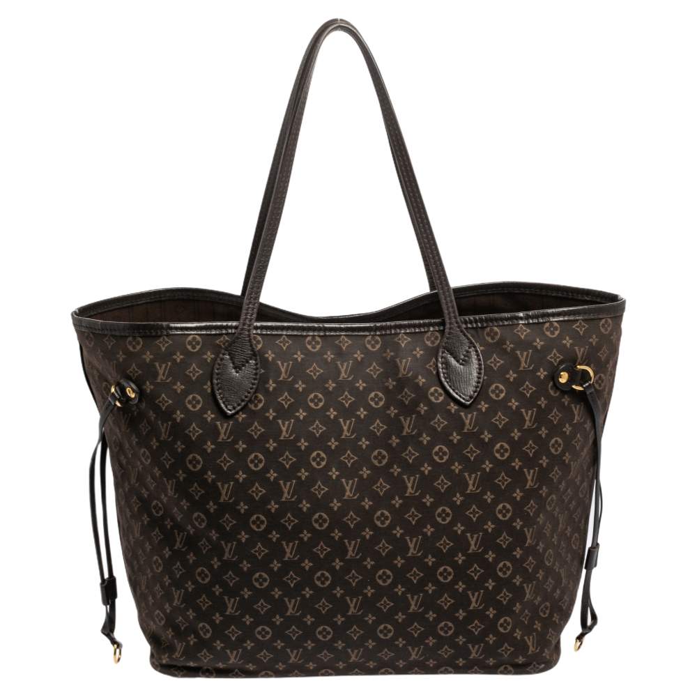 LOUIS VUITTON Neverfull MM Fusain Monogram Idylle Shoulder Bag-US