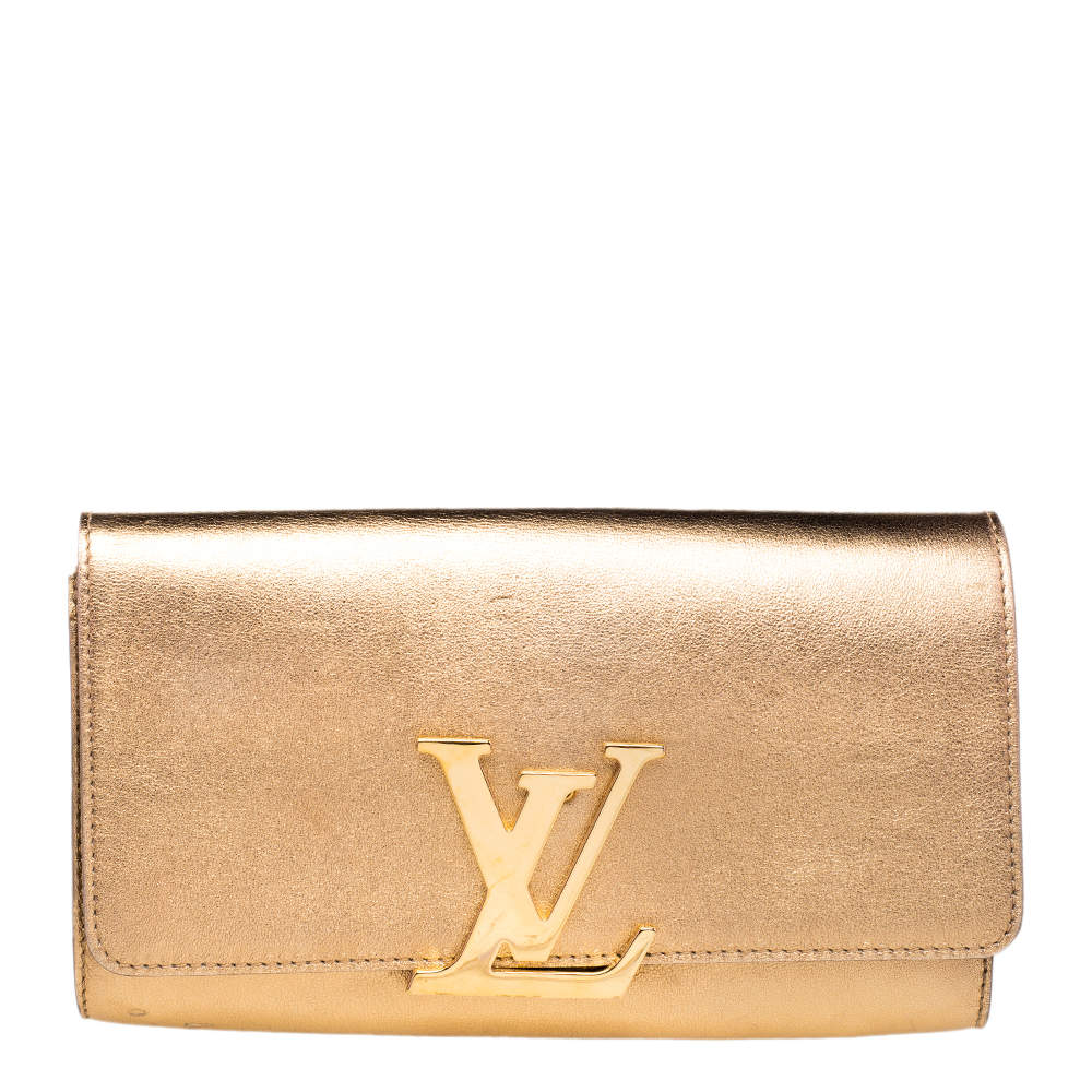 مملوكة مسبقًا حقيبة كلتش لوي فيتون لويز جلد ذهبي 