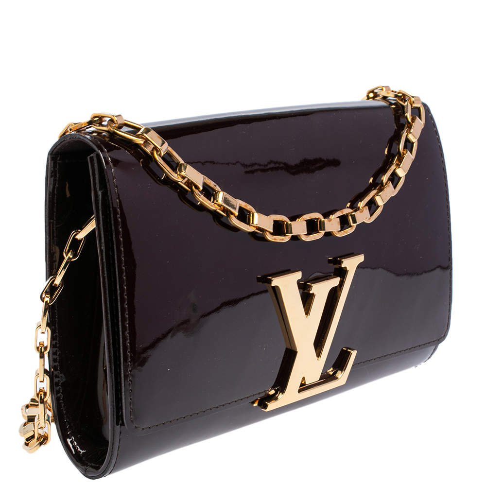 Louis Vuitton Chain Louise PM Black in Patent Leather with Gold-tone - US