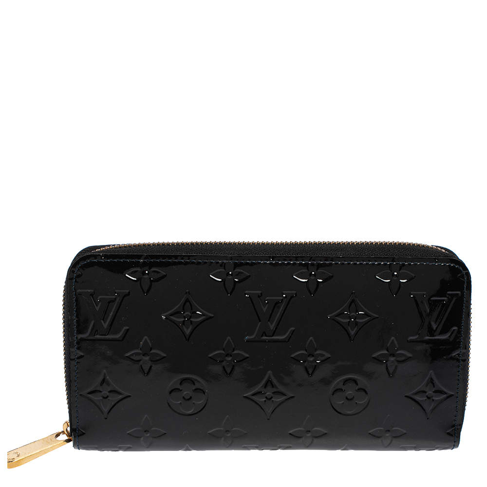 Pre Owned Louis Vuitton Black Magnetique Monogram Vernis Zippy Wallet