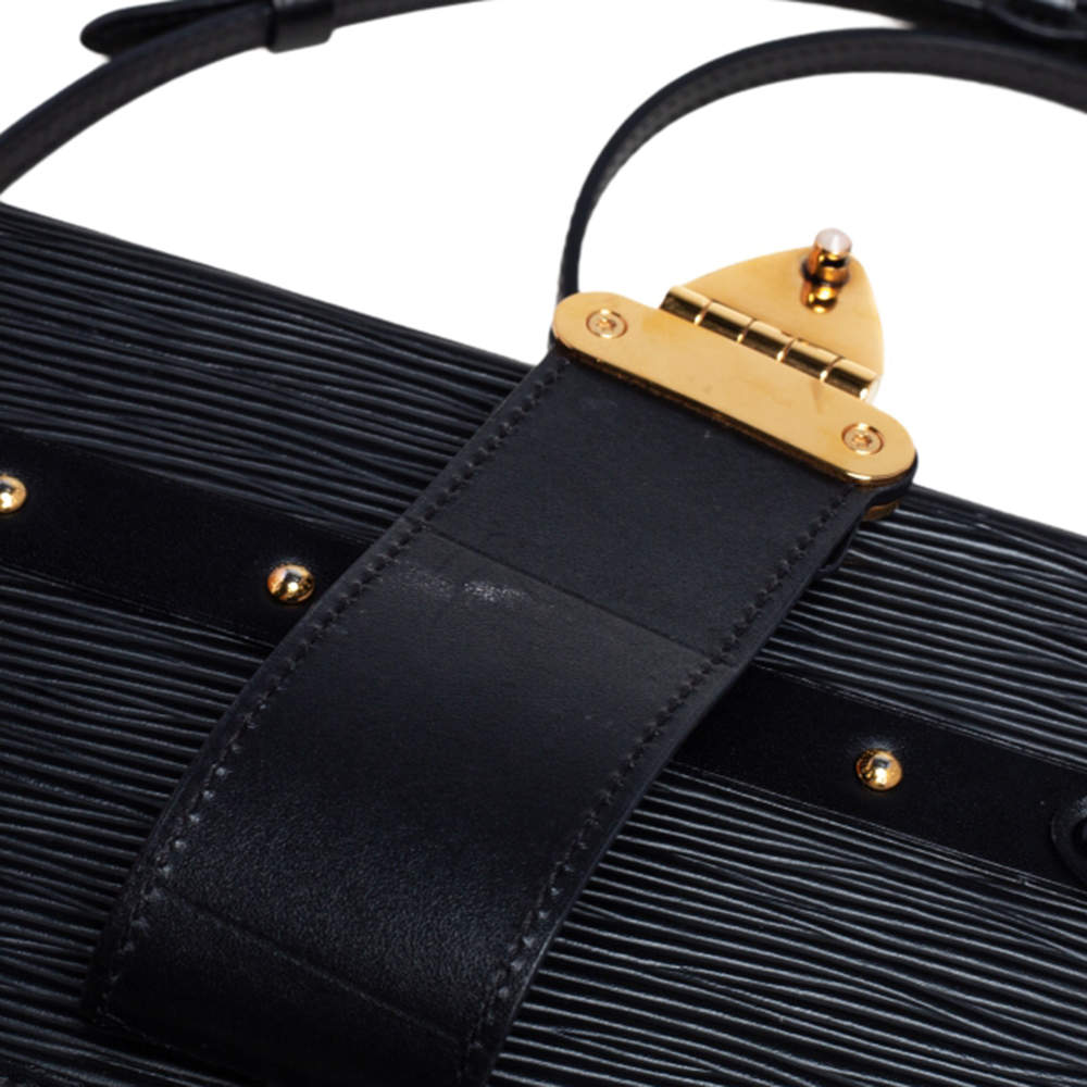 Limited Edition ! Louis Vuitton M42366 Gold/Silver Petite-Malle Epi Leather  Black Malletage Clutch/ Crossbody (PL4134)