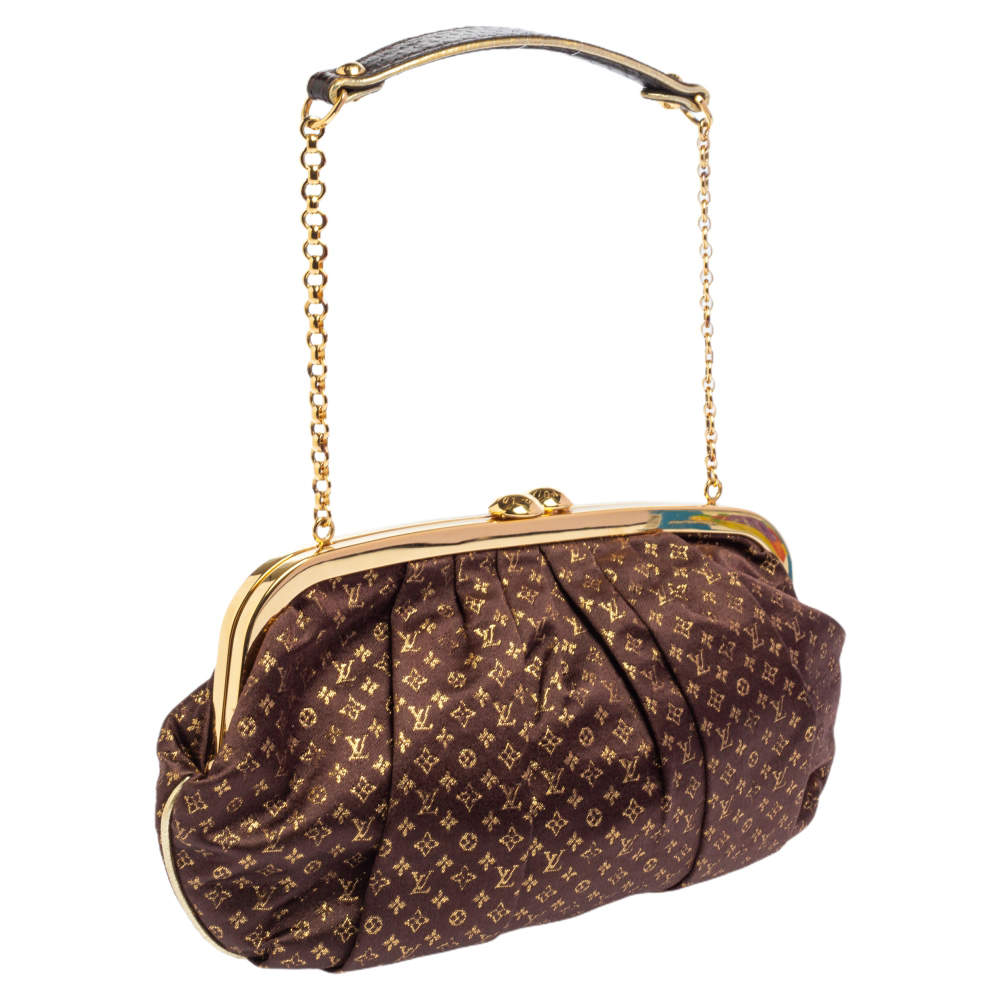 Louis Vuitton Limited Edition Monogram Satin Aumoniere Evening Clutch, Louis  Vuitton Handbags