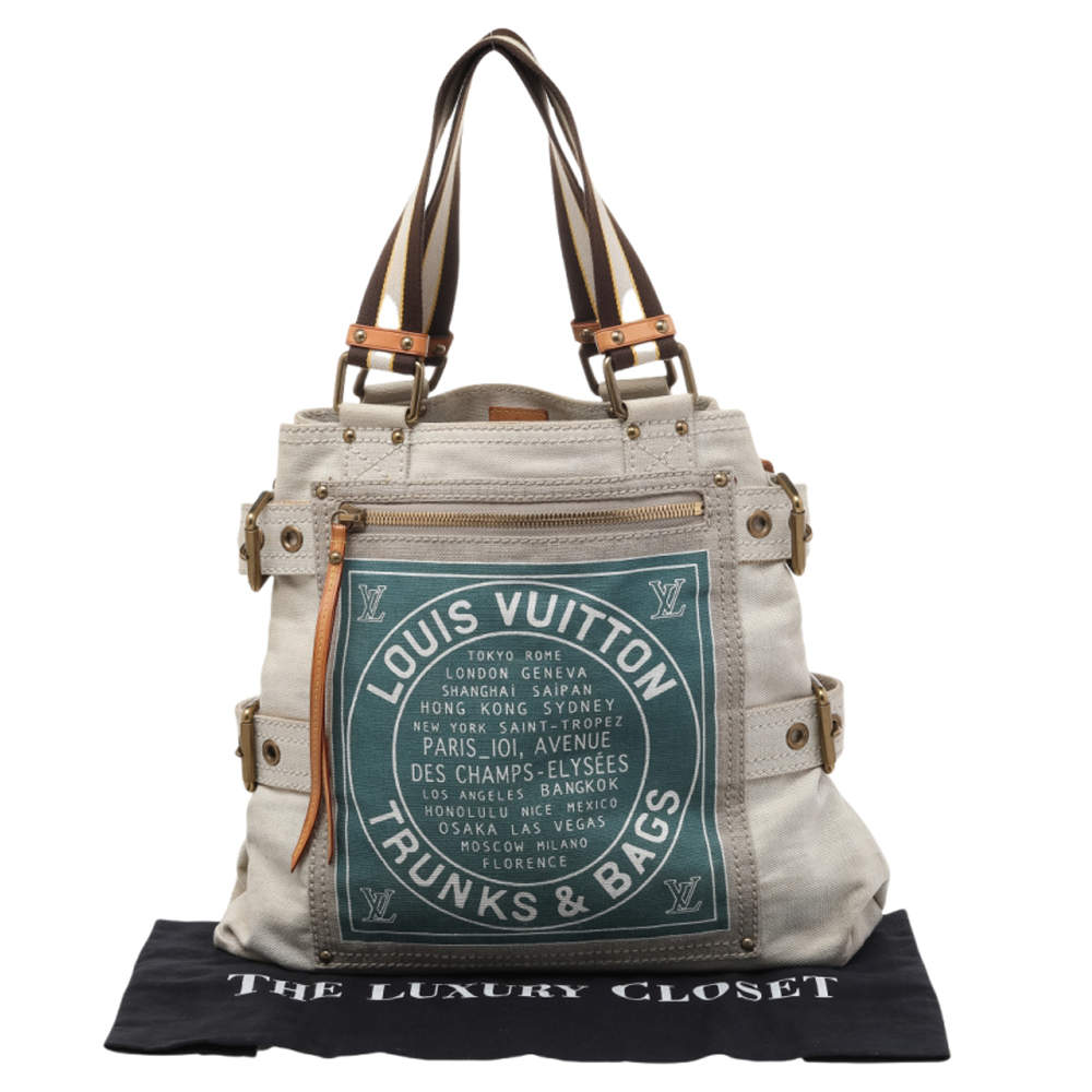 Louis Vuitton Blue Toile Globe Shopper Cabas Bag Excellent Condition Rare