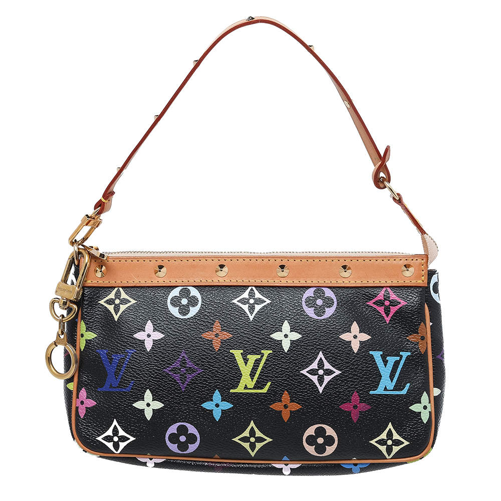 Pre Owned Louis Vuitton Black Multicolore Monogram Canvas Pochette Accessories