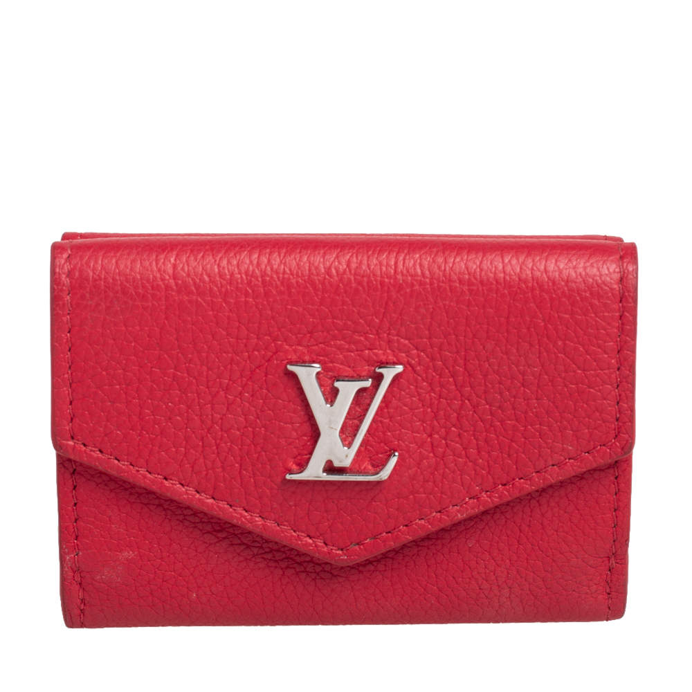Pre Owned Louis Vuitton Red Leather Lockmini Wallet