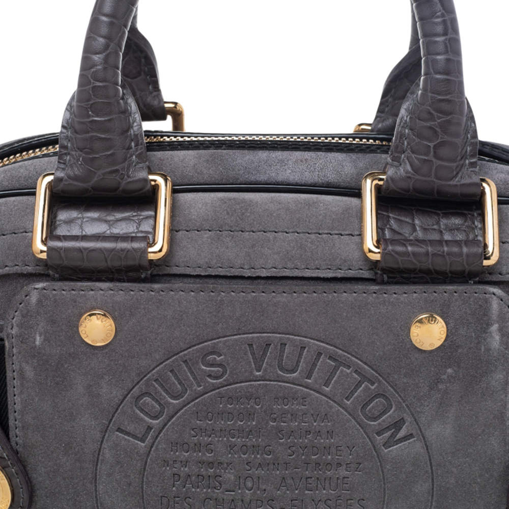 LOUIS VUITTON Limited Edition Grey Suede Havane Stamped Trunk GM Bag – Pepa  Lamarca