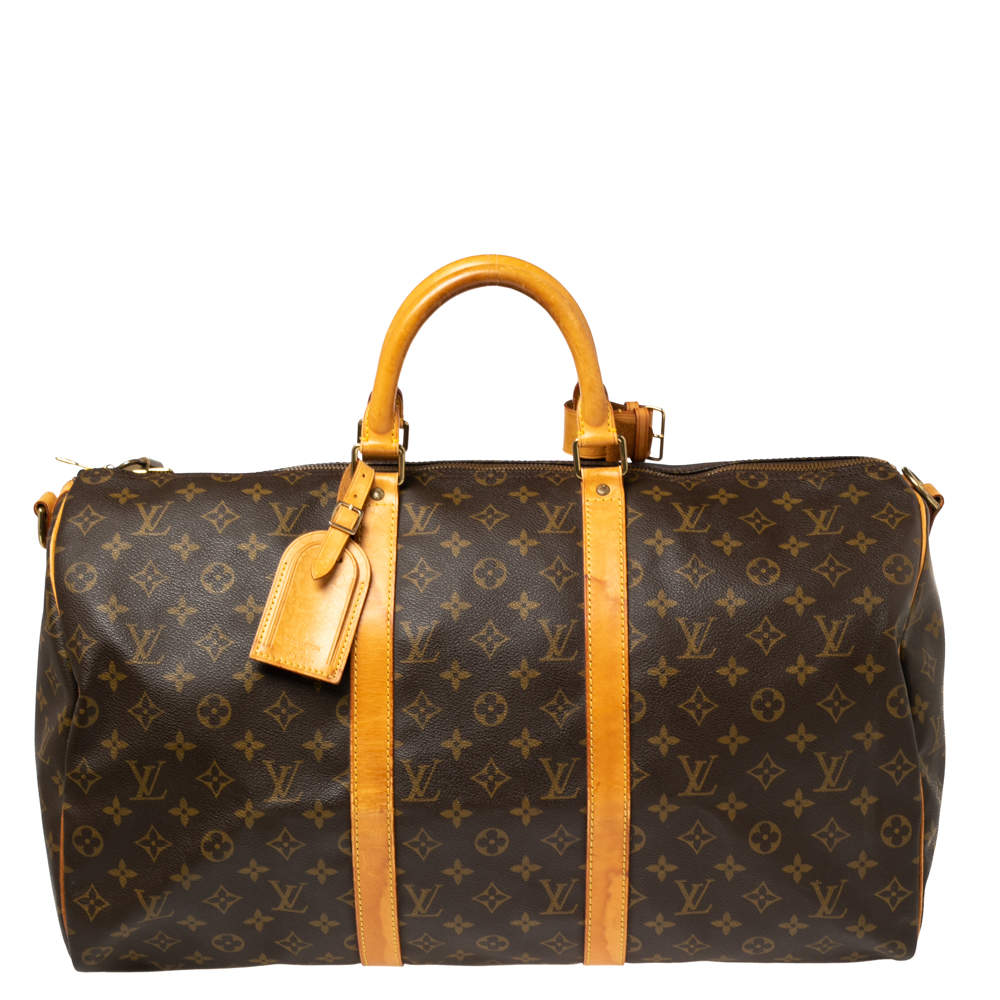 Pre Owned Louis Vuitton Monogram Canvas Keepall Bandouliere 50 Bag