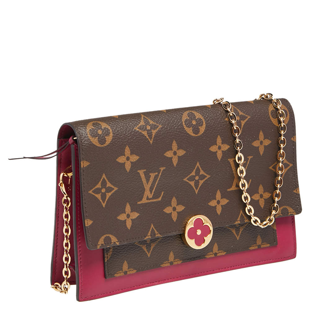 LOUIS VUITTON Monogram Canvas Flore Chain Wallet Fuchsia