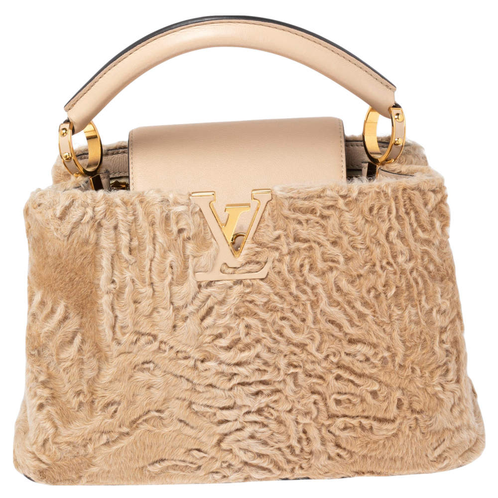مملوكة مسبقًا Louis Vuitton Dune Astrakhan and Leather Capucines BB Bag