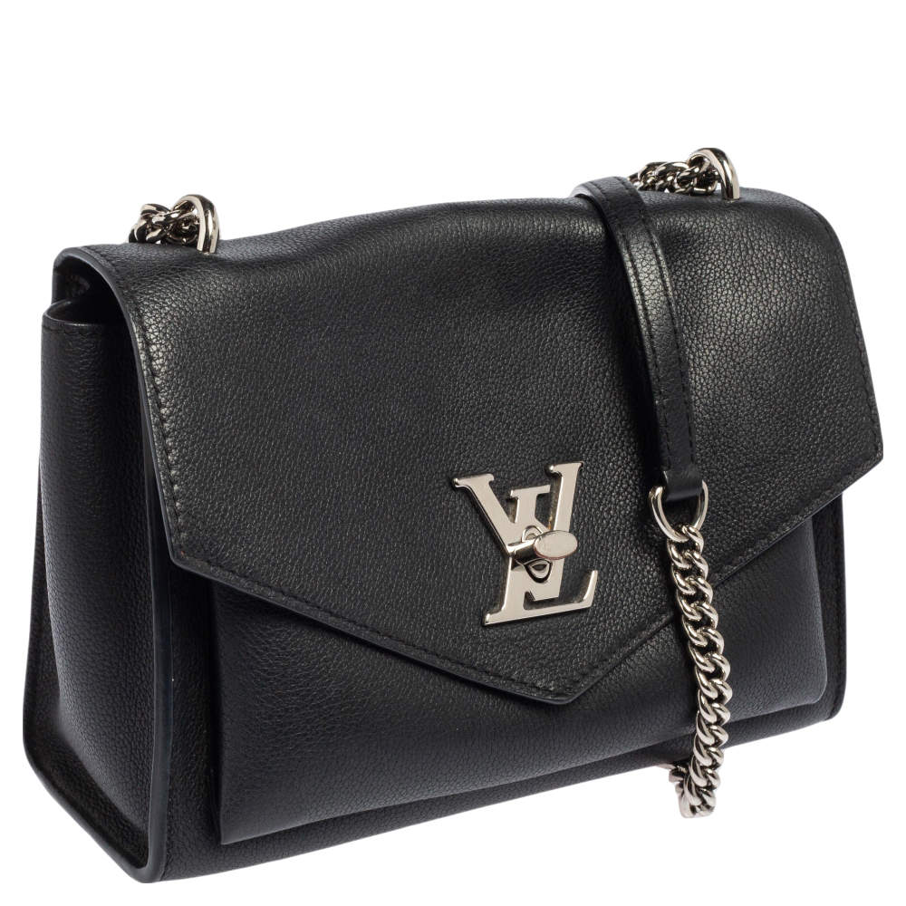 Louis Vuitton Black Leather MyLockMe Chain Pochette Bag - Yoogi's Closet