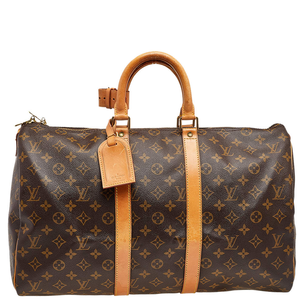 Pre Owned Louis Vuitton Brown Monogram Canvas Keepall 45 Bag