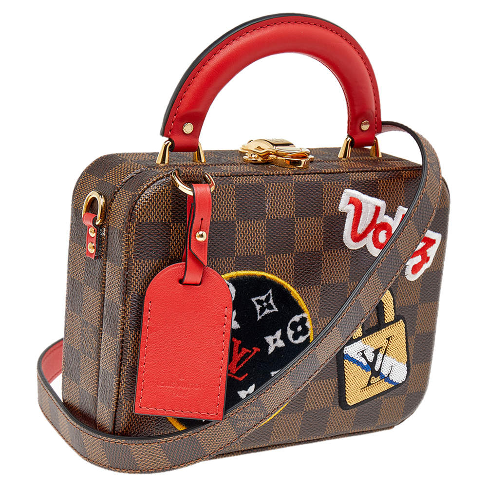 Louis Vuitton Box Bag Damier Ebene Stories Brown/Red in Coated