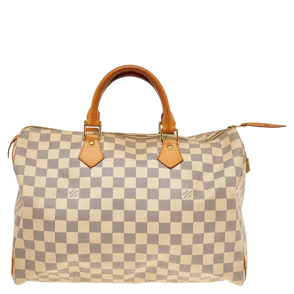 Pre Owned Louis Vuitton Damier Azur Coated Canvas And Leather Speedy 35 Bag