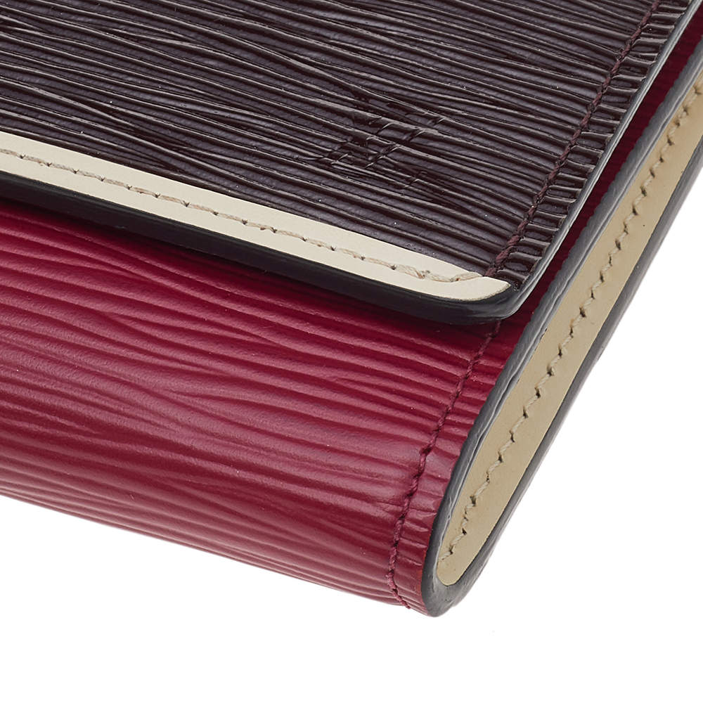Louis Vuitton Tricolor Prune Electric Epi Flore Wallet Long Sarah Flap  219lvs210