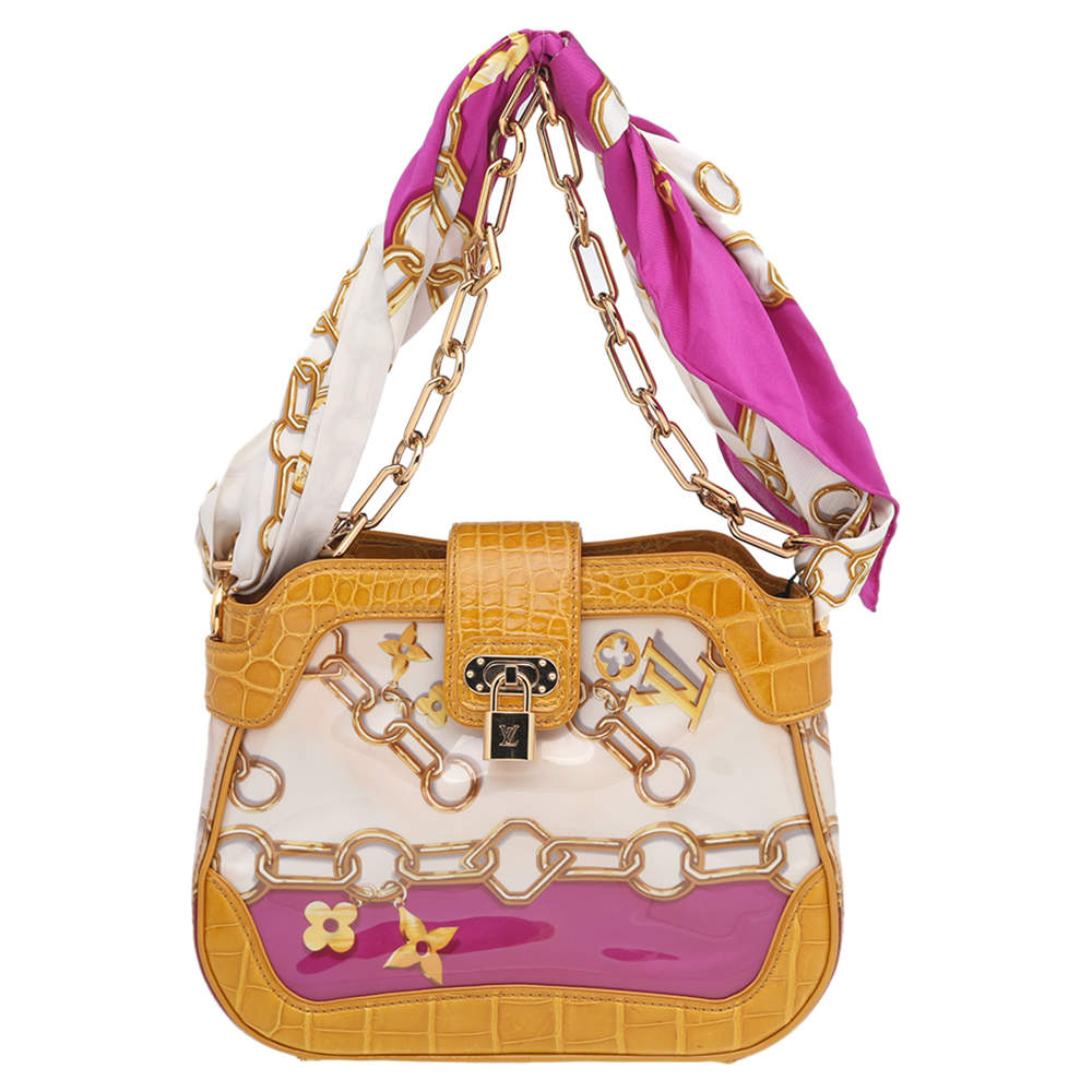 مملوكة مسبقًا Louis Vuitton Multicolor Vinyl And Alligator Leather Monogram Charms Linda Scarf Bag