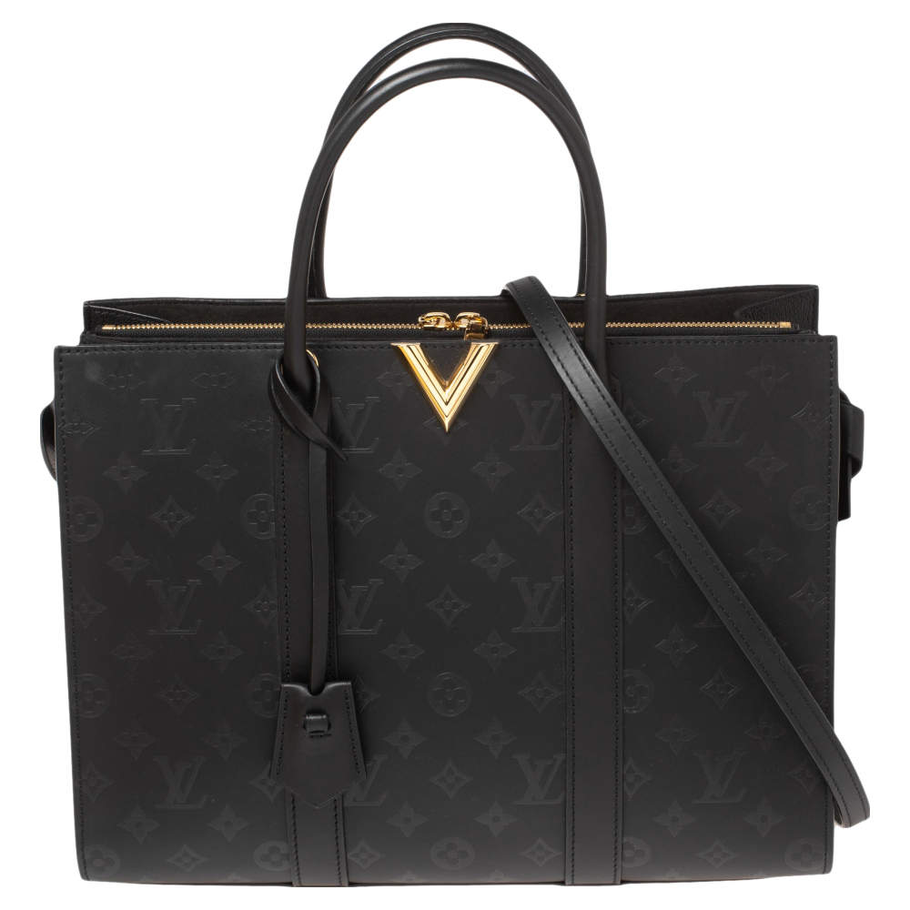 Pre Owned Louis Vuitton Black Monogram Embossed Leather Very Bag