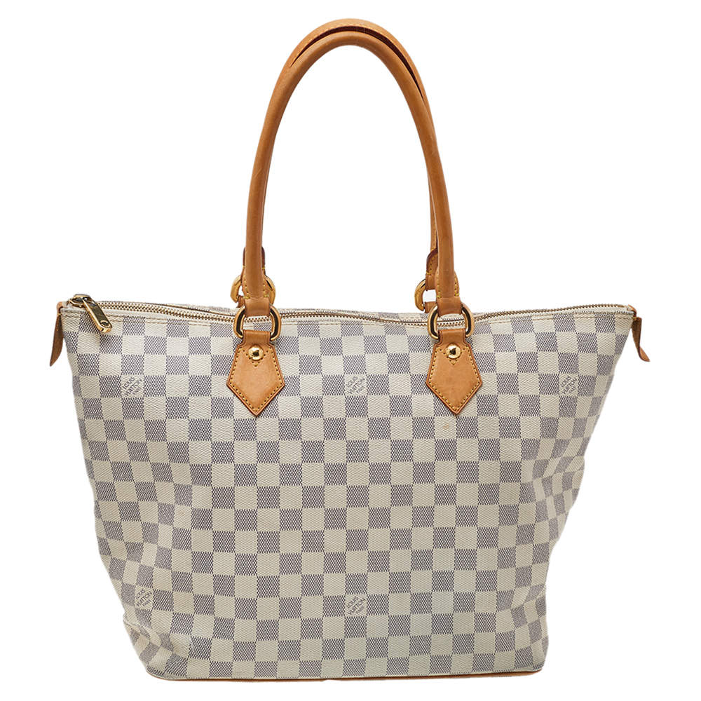 Pre Owned Louis Vuitton White Damier Azur Canvas Saleya MM Bag