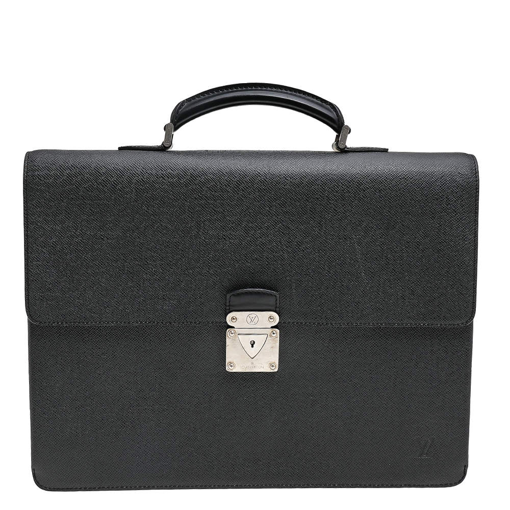 Louis Vuitton Black Taiga Leather Robusto 1 Compartment Briefcase Louis