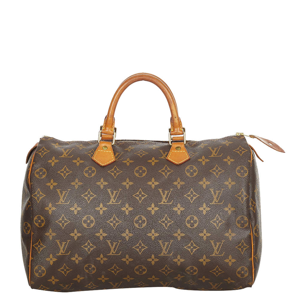 مملوكة مسبقًا Louis Vuitton Brown Monogram Canvas Speedy 35 Top Handle Bag