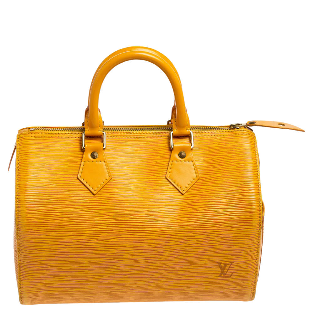 LOUIS VUITTON Speedy 25 Tassil Yellow EPI Leather Calfskin Women's Handbag