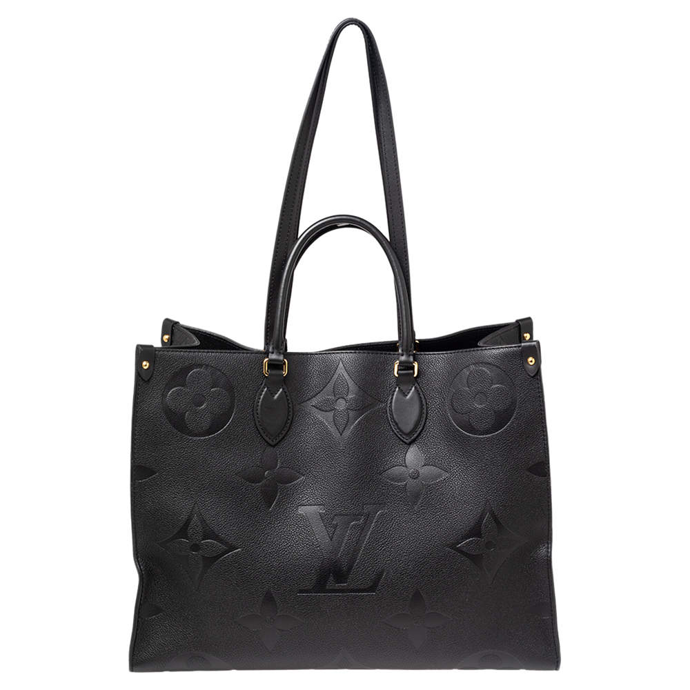 Pre Owned Louis Vuitton Black Monogram Empreinte Leather Onthego GM Bag