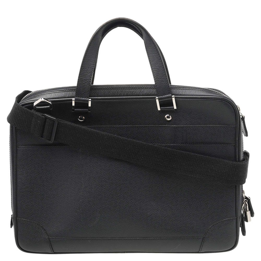 Pre Owned Louis Vuitton Black Taiga Leather Alexander Briefcase