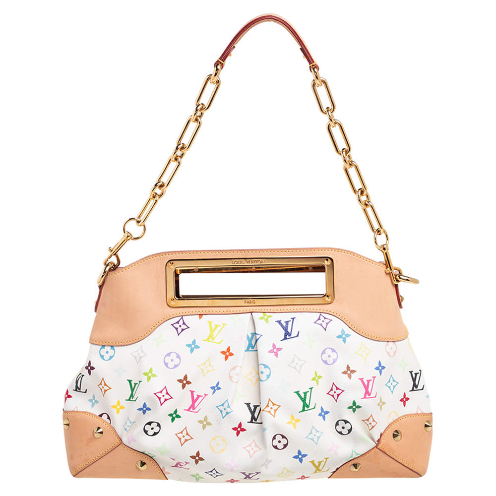 مملوكة مسبقًا Louis Vuitton White Monogram Multicolore Canvas Judy GM Bag