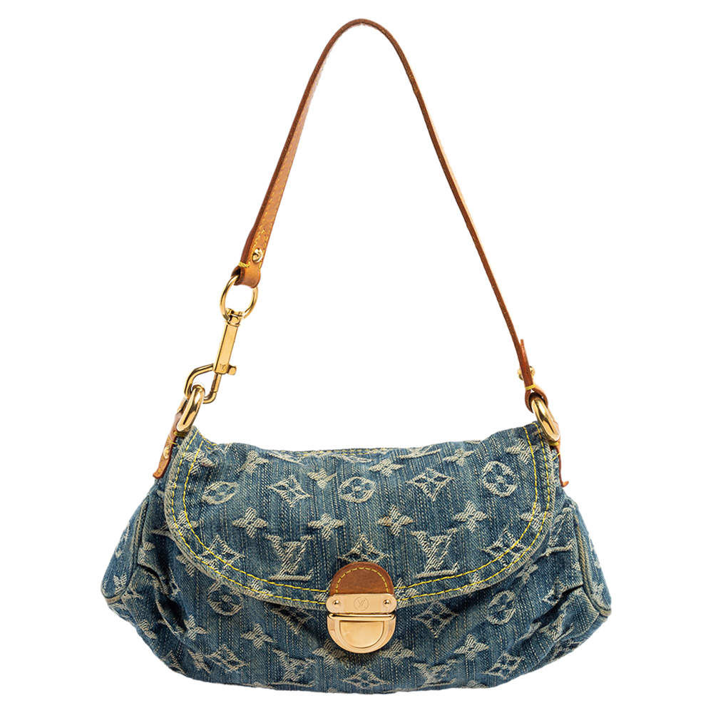 Pre Owned Louis Vuitton Blue Monogram Denim Mini Pleaty Bag