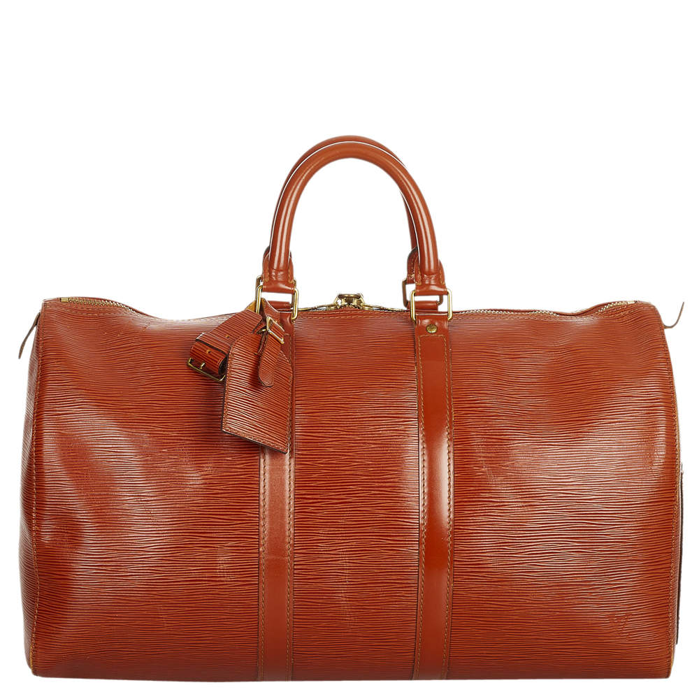 Pre Owned Louis Vuitton Brown Epi Leather Keepall 45 Duffel Bag
