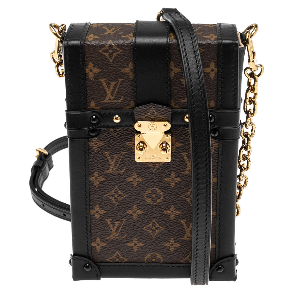 Pre Owned Louis Vuitton Brown/Black Monogram Canvas And Leather Pochette Trunk Vertical Bag
