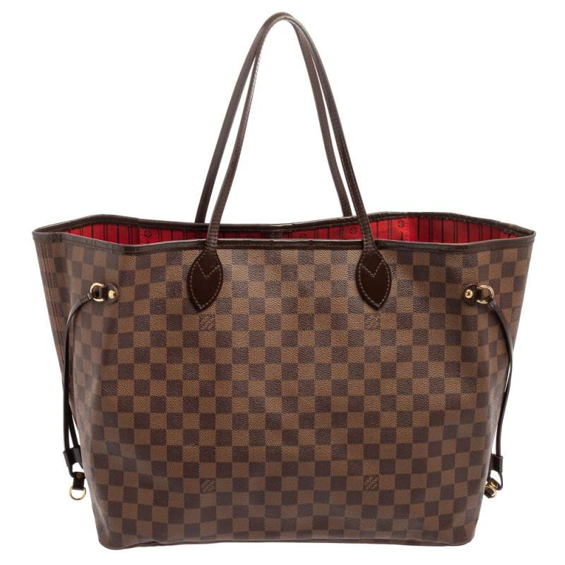Louis Vuitton Damier Ebene Canvas And Leather Neverfull GM Bag