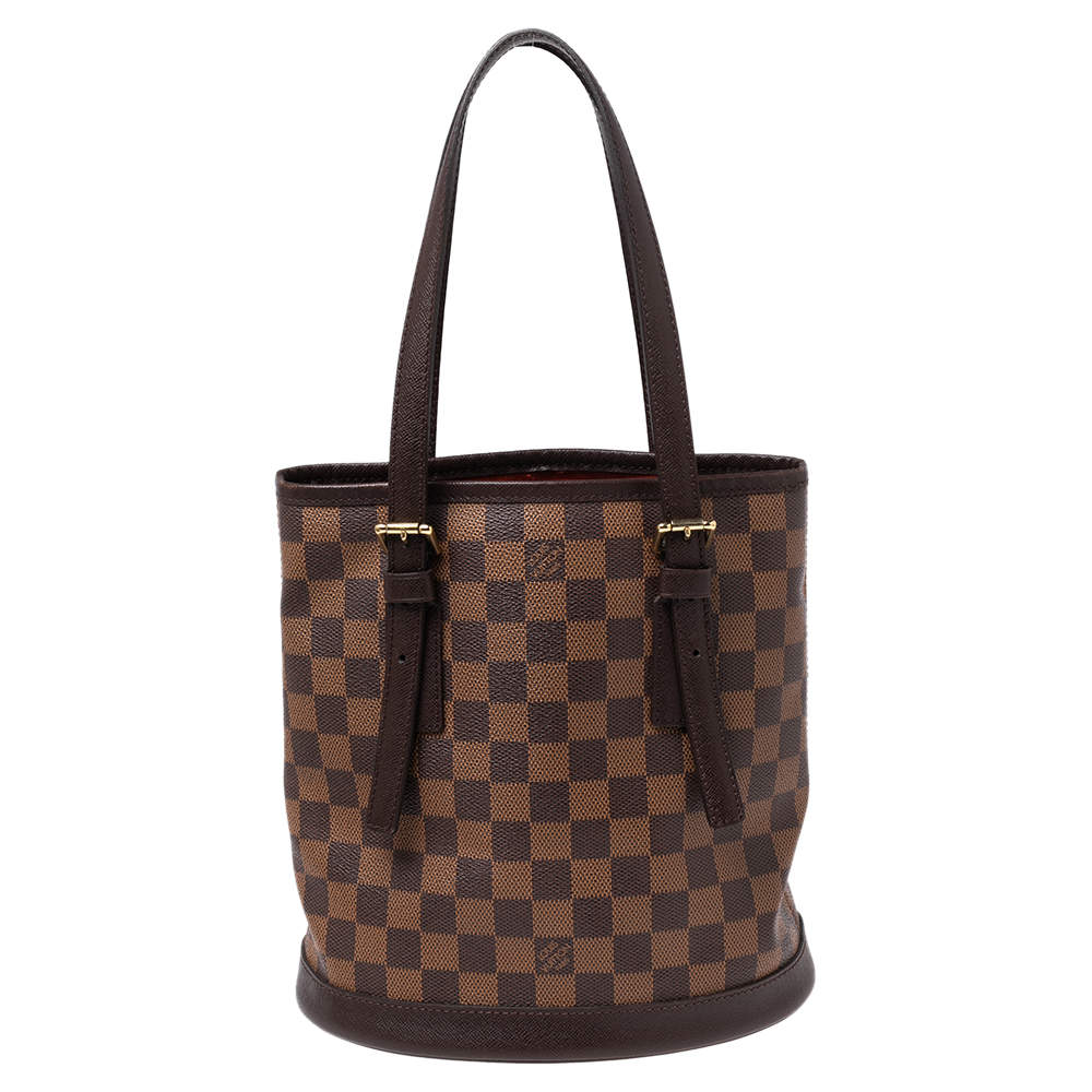 Pre Owned Louis Vuitton Damier Ebene Canvas Marais Bucket Bag