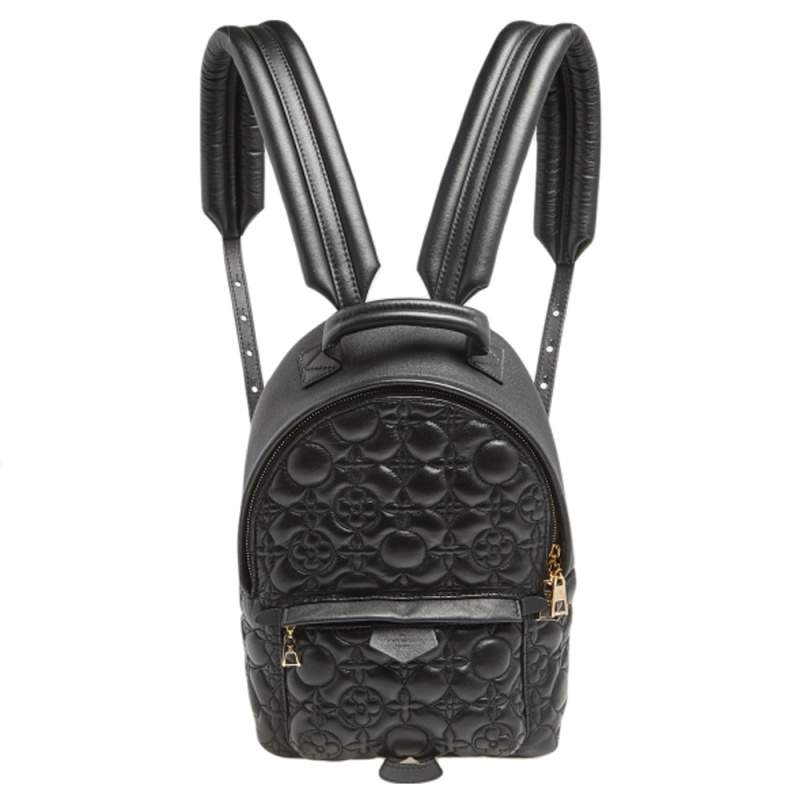 Louis Vuitton Black Malletage Leather Flower Palm Springs PM Backpack Bag -  Yoogi's Closet