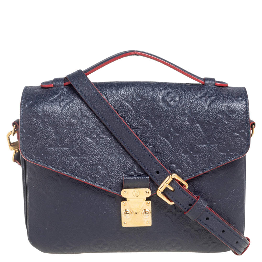 Louis Vuitton Blue Monogram Empreinte Leather Pochette Metis Bag Louis ...