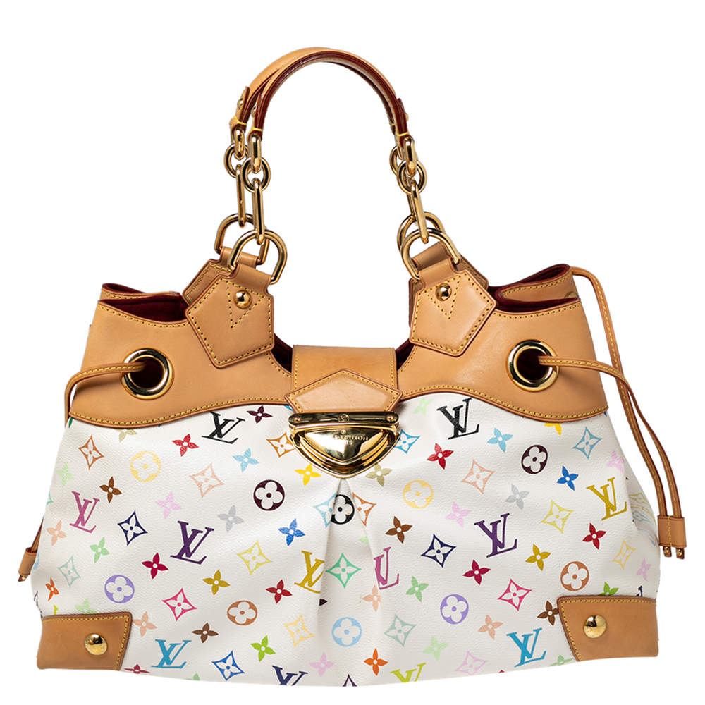 Pre Owned Louis Vuitton White Multicolor Monogram Canvas Ursula Bag