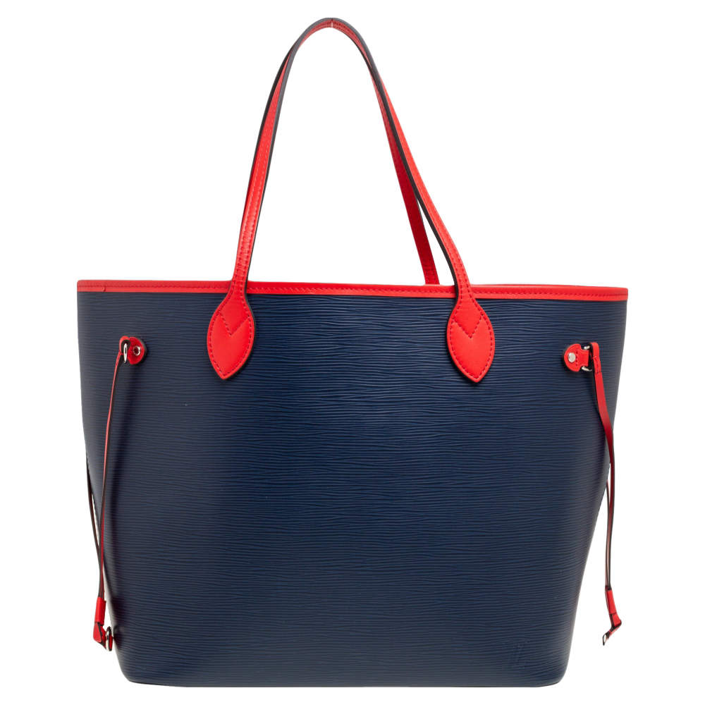 Louis Vuitton Indigo Coquelicot Epi Leather Neverfull MM Bag