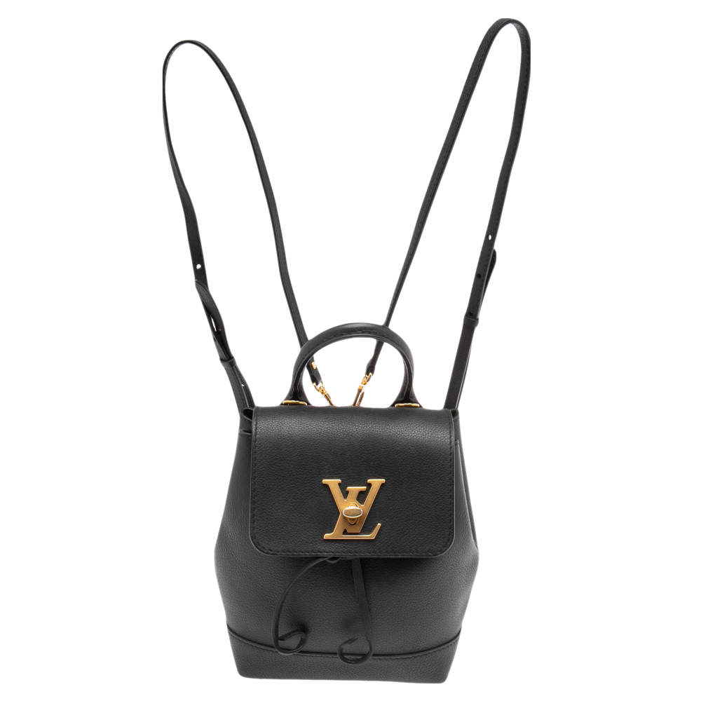 Louis Vuitton Black Leather Floral Mini Lockme Backpack 861417