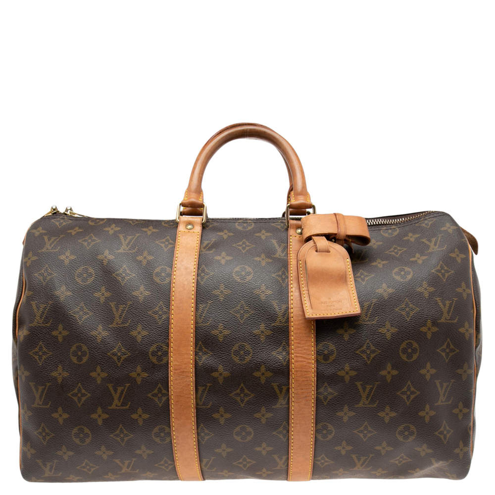 Pre Owned Louis Vuitton Monogram Canvas and Leather Keepall 45 Bag
