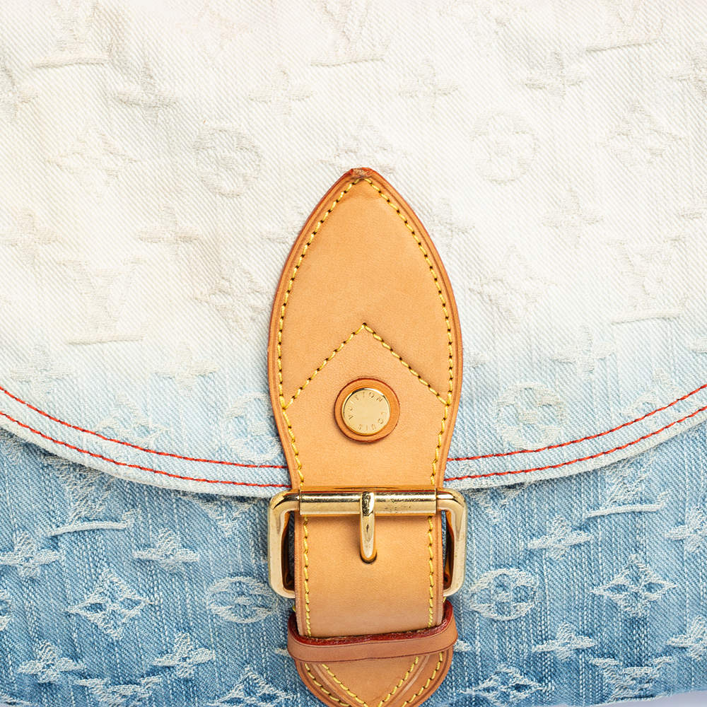 Louis Vuitton Sunray Monogram Denim Gradation Shoulder Bag Orange Handle  Used