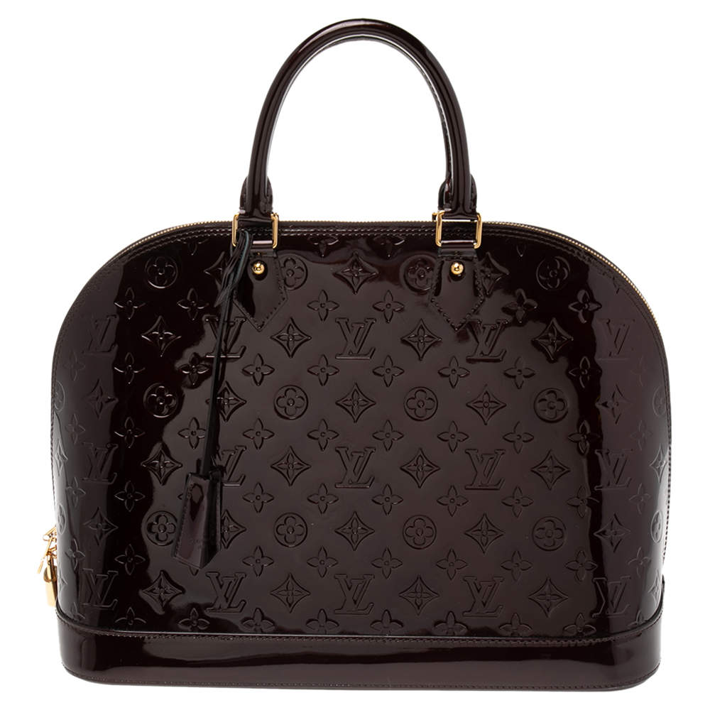 Pre Owned Louis Vuitton Amarante Monogram Vernis Alma GM Bag