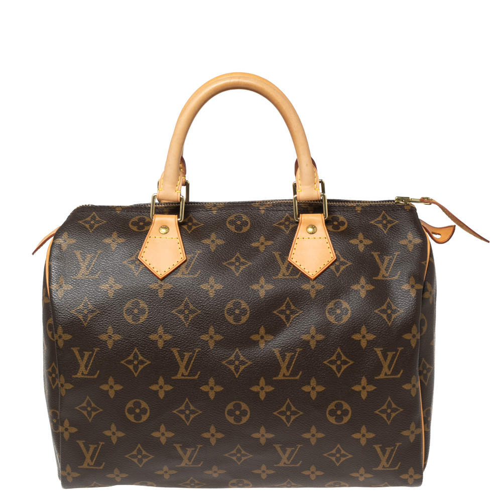 Pre Owned Louis Vuitton Brown Monogram Canvas Speedy 30 Top Handle Bag